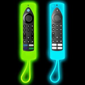 [2-Pack] Climberer Cover Fire TV Stick 4K Max (2nd Gen) for Insignia/Pioneer/2-Series/4-Series/Omni Fire TV Remote- Luminous Silicone with Lanyard