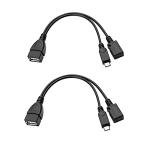 OTG Cable for Fire TV Stick 4K Max/Lite/Cube, Compatible with PlayStation Classic, SNES Mini - Host Micro USB OTG Adapter with Power Passthrough, 2-Pack