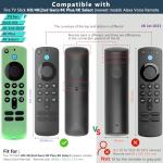 Pinowu Remote Cover Case (2pcs) Compatible with Fire TV Stick HD / 4K(2nd Gen) / 4K Plus /4K Select Alexa Voice Remote, Anti Slip Silicone Sleeve with Wrist Strap (Green,Sky Blue,Glow)