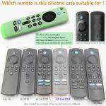 Pinowu Remote Cover Case (2pcs) Compatible with Fire TV Stick HD / 4K(2nd Gen) / 4K Plus /4K Select Alexa Voice Remote, Anti Slip Silicone Sleeve with Wrist Strap (Green,Sky Blue,Glow)