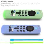 Pinowu Remote Cover Case (2pcs) Compatible with Fire TV Stick HD / 4K(2nd Gen) / 4K Plus /4K Select Alexa Voice Remote, Anti Slip Silicone Sleeve with Wrist Strap (Green,Sky Blue,Glow)