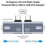 AreMe 4 Pack OTG Cable Adapter for Fire TV Stick 4K, 90 Degree Left and Right Angle Powered Micro USB to USB OTG Adapter for Android Phone Tablet and More Host Devices with Micro USB (Grey)