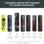 (2 Pack) Fire Stick Remote Cover 3rd Gen with Alexa Voice Remote,Fire TV Remote Cover Glow in The Dark, Anti Slip Shockproof Silicone Protective Case with Lanyard(Glow Yellow&Not Glow Rose Red)