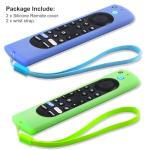 Pinowu Silicone Remote Case (2pcs, Nightglow) Compatible for Firestick 4K Max/Insignia/Pioneer/Fire TV 4-Series/Omni Alexa Voice Remote Enhanced w/Lanyard (Green and Blue)
