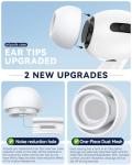 4 Pairs Replacement Ear Tips for AirPods Pro 2nd/1st Generation,Noise Reduction Holewith & Built-in dust Guard Screen,with Cleaner Pen Silicone Ear Tips for USB-C Charging Case (XS/S/M/L)-White