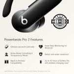 Beats Powerbeats Pro 2 - Wireless Noise Cancelling Workout Earbuds with Secure- Fit Earhooks, Up to 45-Hour Battery with Charging Case, Sweat & Water Resistant, Heart Rate Monitoring - Jet Black
