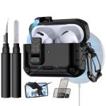 Lerobo for AirPods Pro 3 Case,Compatible with Apple Airpod Pro Case 3rd Generation with Phone Stand, Magnetic Lock & Cleaner Kit - Shockproof Hard Protective Cover Compatible with MagSafe,Black