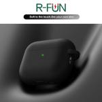 R-fun for AirPods Pro 3 Case (2025), Soft Silicone Protective Case Cover Compatible with Apple AirPods Pro 3rd Generation (USB-C Cable) for Women Men with Cleaning Kit and Keychain, Black