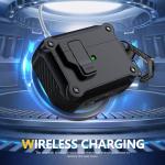 RFUNGUANGO for AirPods Pro 2nd/1st Generation Case Cover with Secure Lock Clip,Automatic Pop-up Case Full-Body Shockproof Hard Protective Cover for AirPods Pro 2 (2023/2022/2019) - Black