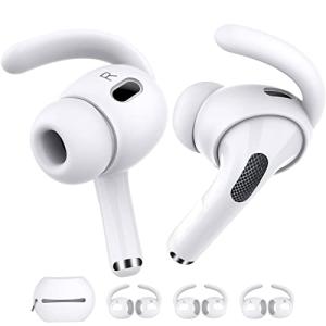 AhaStyle 3 Pairs AirPods Pro 2nd Generation Ear Hooks【Added Storage Pouch】 Anti-Slip Ear Covers Silicone Accessories Compatible with Apple AirPods Pro 2nd Generation (3 Large, White)