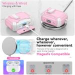 for AirPods Pro 2 Case with Secure Lock & Phone Stand, Compatible with MagSafe, Pink Cover for Apple AirPods Pro 2nd/1st Generation, Shock Protective Airpod Cases with Cleaner, Keychain, Auto-Open