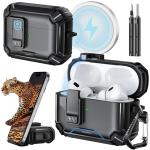 Inesore Compatible with AirPods Pro 2nd/1st Generation Case Cover with Phone Stand & Cleaning Kit,Compatible with Magsafe,Magnetic Automatic Lock for iPod Pro Charging Case(USB-C/Lightning Cable)