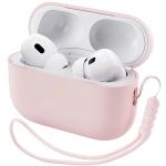 ORNARTO Compatible with AirPods Pro 2 Case 2022, Full Protective Hybrid Silicone for AirPods Pro 2nd Generation Case, Front LED Visible Skin Cover-Pink
