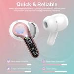 Wireless Earbuds, Bluetooth 5.4 Headphones HiFi Stereo, Bluetooth Earbuds with ENC Noise Cancelling Mic, IP7 Waterproof in Ear Earphones, 48H, LED Display Ear buds for Pad Phones Workout, Rose Gold