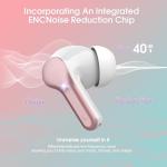 Wireless Earbuds, Bluetooth 5.4 Headphones HiFi Stereo, Bluetooth Earbuds with ENC Noise Cancelling Mic, IP7 Waterproof in Ear Earphones, 48H, LED Display Ear buds for Pad Phones Workout, Rose Gold