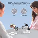 EXW for Magsafe Charger Stand,Charging Station for Multiple Devices,Wireless Charger for iPhone 17 Air 16 15 14 13 12 Series,Apple Watch Series 1-10/Ultra,AirPods Pro with LED and Adapter (White)