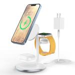 XooFly 3 in 1 Wireless Charging Station for Apple Devices, Fast Wireless Mag-Safe Charger Stand with 20W Adapter for iPhone 17 16 15 14 13 12 Pro Max/Air/Plus/Pro,iWatch,AirPods-Gift for Wife&Husband