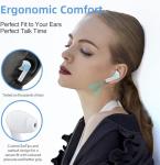 EOQIFJM True Wireless Earbuds Bluetooth 5.3 Mic Noise Cancelling IPX7 Waterproof Hi-Fi Stereo Sound Long Battery 40H Playtime Auto Pairing for iPhone Headphones pro,White