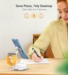 XooFly 3 in 1 Wireless Charging Station for Apple Devices, Fast Wireless Mag-Safe Charger Stand with 20W Adapter for iPhone 17 16 15 14 13 12 Pro Max/Air/Plus/Pro,iWatch,AirPods-Gift for Wife&Husband