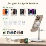 XooFly 3 in 1 Wireless Charging Station for Apple Devices, Fast Wireless Mag-Safe Charger Stand with 20W Adapter for iPhone 17 16 15 14 13 12 Pro Max/Air/Plus/Pro,iWatch,AirPods-Gift for Wife&Husband