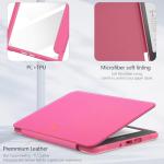 E NET-CASE Case for 7" Kindle Paperwhite 12th Gen 2024 Released & Kindle Colorsoft (1st Gen.2024/2025),Clear Back Shell Durable PU Leather Cover with Auto Sleep Wake,Raspberry
