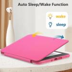 E NET-CASE Case for 7" Kindle Paperwhite 12th Gen 2024 Released & Kindle Colorsoft (1st Gen.2024/2025),Clear Back Shell Durable PU Leather Cover with Auto Sleep Wake,Raspberry