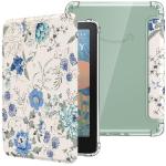 MoKo Case for All-new 7" Kindle Paperwhite 12th Gen 2024&Kindle Colorsoft Signature Edition 2024,Ultra Clear Soft Flexible Transparent TPU Back Cover Light Shell with Auto Wake/Sleep,White Blue Floral