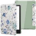 MoKo Case for 6.8" Paperwhite 11th Gen 2021& Paperwhite Signature Edition, Ultra Clear Soft Flexible Transparent TPU Back Cover Light Shell with Auto Wake/Sleep, Not fit Kobo & BOOX, White Blue Floral