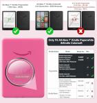 MoKo 360° Rotating Case for 7" Kindle Paperwhite 12th Generation 2024 & Kindle Colorsoft 2024/2025, Clear Back Detachable Magnetic Protective Adjustable Stand Cover with Auto Wake/Sleep, Raspberry