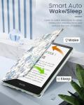 MoKo Case for 6.8" Paperwhite 11th Gen 2021& Paperwhite Signature Edition, Ultra Clear Soft Flexible Transparent TPU Back Cover Light Shell with Auto Wake/Sleep, Not fit Kobo & BOOX, White Blue Floral