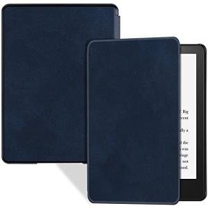 BOZHUORUI Slim Case for Kindle Paperwhite 11th Generation and Kindle Paperwhite Signature Edition eReader (6.8 inch, 2021 Release) - PU Leather Lightweight Cover with Auto Wake/Sleep (Navy Blue)