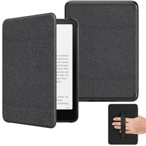MoKo Case for All-New 7" Kindle Paperwhite(12th Gen 2024) and Kindle Colorsoft Signature Edition 2024, Lightweight Shell Cover with Hand Strap Auto Wake/Sleep for Kindle Paperwhite 2024, Denim Black