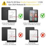 Qualnice Case for All-New Kindle Paperwhite with 7" Display (12th Gen 2024 Release) and Kindle Colorsoft 7" (Model No SA569P) with Auto Wake/Sleep, Library