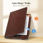 Fintie Case for 7"/6.8" Kindle Paperwhite(12th/11th Generation-2024/2021) and Kindle Colorsoft - Book Style Folio Durable Vegan Leather Cover with Auto Sleep/Wake, Brown