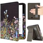 KEROM Case for 7"/6.8" Kindle Paperwhite (12th/11th Gen, 2024/2021), Kindle Colorsoft Signature Edition Case, PU Leather Foldable Stand Cover with Hand Strap & Auto Wake/Sleep, Flowers