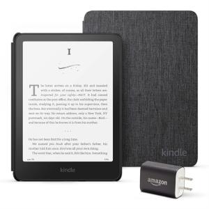 Amazon Kindle Paperwhite Bundle: Includes, Amazon Kindle Paperwhite 16GB | Black, Fabric Cover| Black, & Power Adapter