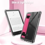 Fintie Case for 7" All-new Kindle Paperwhite (12th Generation, 2024) and Kindle Colorsoft, Ultra Slim Clear Soft Flexible Transparent TPU Back Shell Cover, Raspberry Hand Strap