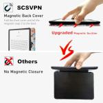 SCSVPN Double-Sided Magnetic Case for 7 inch Kindle Paperwhite 12th Gen & Kindle Colorsoft Signature Edition (2024 Release) | with Hand Strap | Auto Wake/Sleep | Premium PU Leather Hard Back Cover
