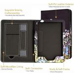 KEROM Case for 7"/6.8" Kindle Paperwhite (12th/11th Gen, 2024/2021), Kindle Colorsoft Signature Edition Case, PU Leather Foldable Stand Cover with Hand Strap & Auto Wake/Sleep, Flowers