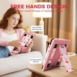 Pink Cherry Bow Case for 7"/6.8" eReaders,Compatible with Kindle Paperwhite 12th/11th Gen,MEEBOOK,Pocketbook,Colorsoft, Cute Stand Hand Strap Book Cover Sleeve Ebook Gifts Accessories 2024 2025