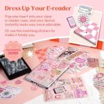 Kaciola 12PCS Inserts Cardstock Paper for E-Reader, and 50PCS Scrapbook Stickers for Clear Case, 6.9"x4.8" Funny Theme E-Reader Back Cover Insert Decorating Accessories for Paper White 11th-12th