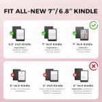 Pink Bow Case for 7"/ 6.8“ Kindle Paperwhite 12th/11th Generation,Hand Strap Stand Book Cover Sleeve for Kindle Colorsoft Signature Edtion,2025 Cute Coquette Ereader Ebook Gifts