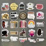 TriluckyDeco Black Girl Bookish Reading Stickers for Kindle Paperwhite Case,Book Lover Booktok Quote Tok Club Booknerd Bookworm Bookstagram Scrapbook Journal Cover Supplies Aesthetic Cute Vinyl 50Pcs