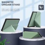 MoKo Case for All-New 7" Kindle Paperwhite (12th Generation-2024) and Kindle Colorsoft Signature Edition 2024, Origami Standing Shell Case with Magnetic PC Back Cover, Agave Green