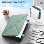 MoKo Case for All-New 7" Kindle Paperwhite (12th Generation-2024) and Kindle Colorsoft Signature Edition 2024, Origami Standing Shell Case with Magnetic PC Back Cover, Agave Green
