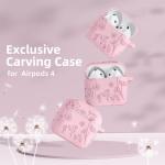 Lerobo for Airpods 4 Case Cover with Cleaner Kit, Cute Flower Engraved Silicone Protective Case Cover with Keychain Compatible with Apple Airpods 4 Case 2024 for Women and Girls, Pink