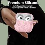 Lerobo for Airpods 4 Case Cover with Cleaner Kit, Cute Flower Engraved Silicone Protective Case Cover with Keychain Compatible with Apple Airpods 4 Case 2024 for Women and Girls, Pink