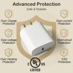 USB C Fast Charger for Airpods 4 Gen,AirPods Pro 2nd/3rd Gen,AirPods Max 2024,iPhone 15 16 17,iPad, iPad Pro - 6.6ft USB-C Cord, 20W PD Power Adapter