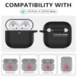Ljusmicker for AirPods 4 Case 2024 with Cleaner Kit,Soft Silicone Protective Cover for Apple AirPods 4th Generation Cases for Women Men,AirPod 4 Case Accessories with Keychain-Black