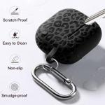 DGege Leopard Engraved for AirPods 4 Case Cover 2024,Soft Silicone Protective Case Compatible with Apple AirPods 4th Generation Case for Women,Cute AirPod 4 Case Accessories with Keychain (Black)